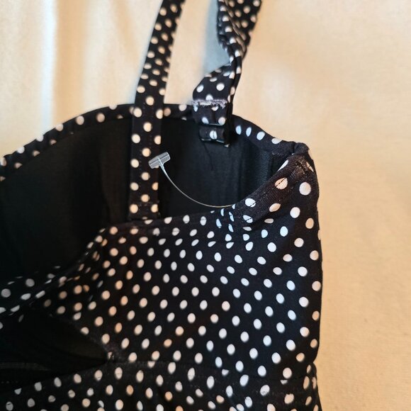 Coco Reef One Piece Black White Polka Dot Flower Trim Swim Dress Suit Size 32 34 - Picture 16 of 16